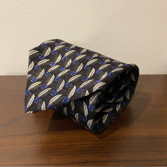 Ermenegildo Zegna Blue Feather Silk Tie Men 58” Long 3.5” Wide Made In Italy - Picture 1 of 9